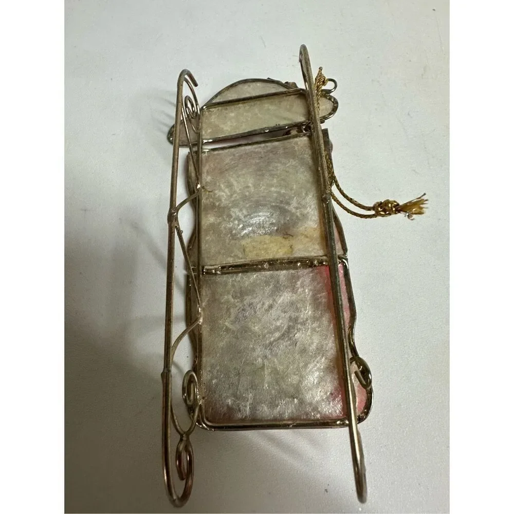 Rare Vintage Stained Christmas Ornament Santa's Sleigh 4”